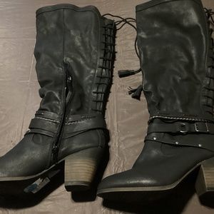 Jellypop black heeled zip up boots size 10